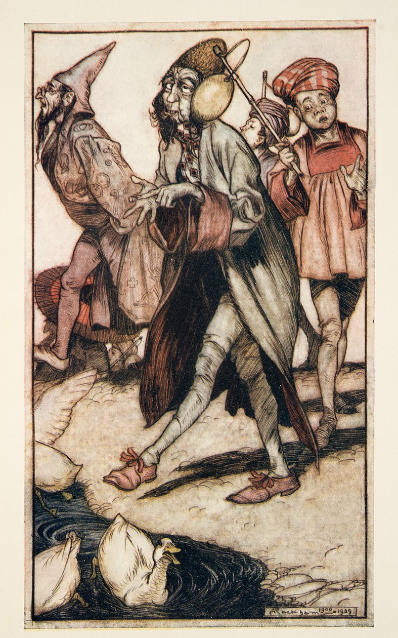 Przechadzający się dżentelmen z Laputii, z Podróży Guliwera Jonathana Swifta (1667 - 1745), wyd. 1909 autorstwa Arthur Rackham