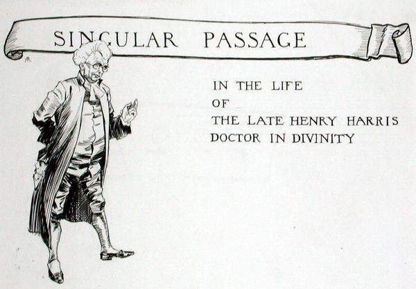 A Singular Passage in the Life of the Late Henry Harris, Doctor in Divinity, nagłówek rozdziału z „The Ingoldsby Legends or Mirth and Marvels”, autorstwa Thomasa Ingoldsby, opublikowanego w 1848 r. (pióro i atrament na papierze) autorstwa Arthur Rackham