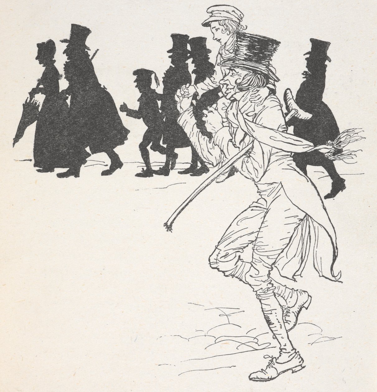 Мальчика несут на мужском плечеполировать autorstwa Arthur Rackham