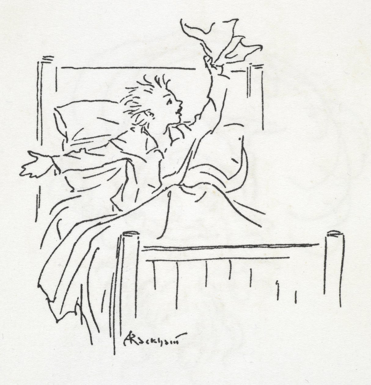 Chłopiec w łóżku autorstwa Arthur Rackham
