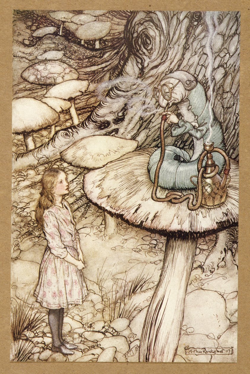 Rady od Caterpillar, z Alicji w Krainie Czarów, Lewis Carroll, wyd. 1907 autorstwa Arthur Rackham