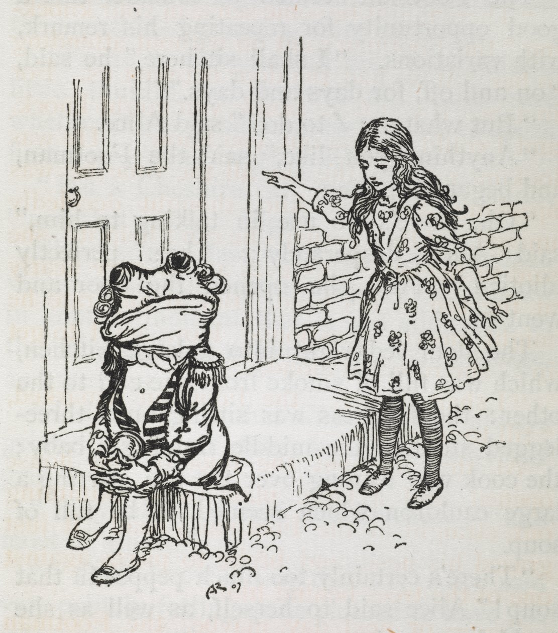 Alicja i żaba przebrani za lokaja autorstwa Arthur Rackham