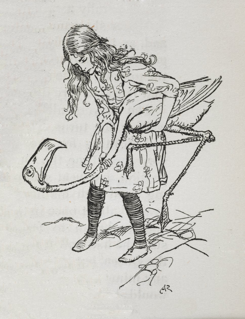 Alicja grająca w krokieta z flamingiem autorstwa Arthur Rackham