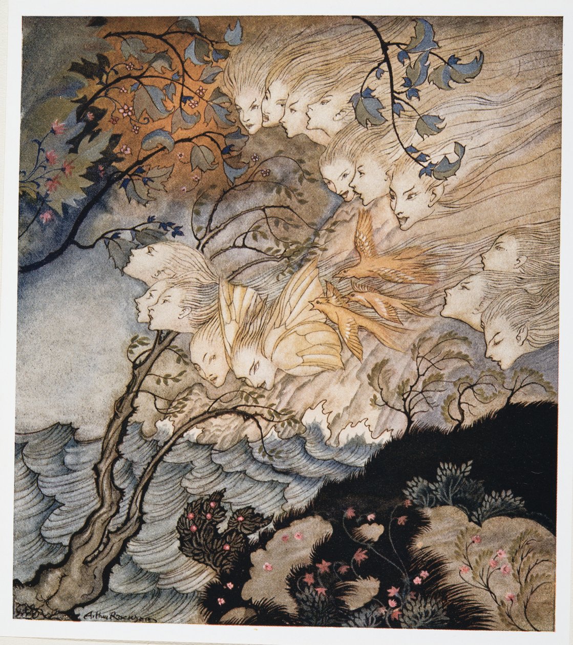 ?. A czasem głosy, ilustracja z Burzy Williama Szekspira, wyd. 1926 autorstwa Arthur Rackham