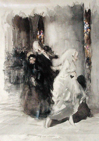 Na weselu (akwarela na papierze) autorstwa Arthur Rackham