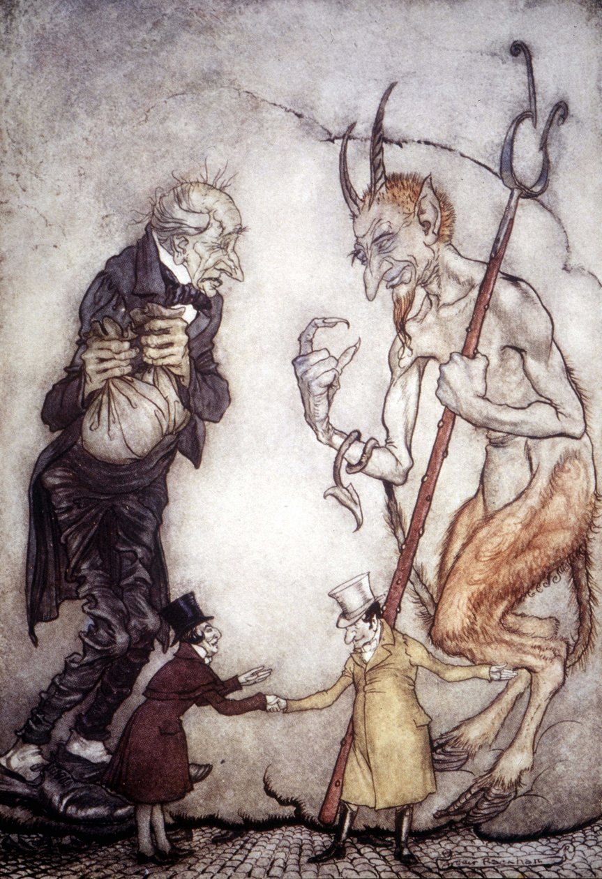Opowieść bożonarodzeniowa Charlesa Dickensa (1812 - 1872), ilustracja Arthura Rackhama (1867-1939) autorstwa Arthur Rackham