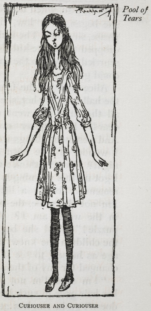 Curiouser and Curiouser” - Alicja po tym, jak zaczęła rosnąć autorstwa Arthur Rackham