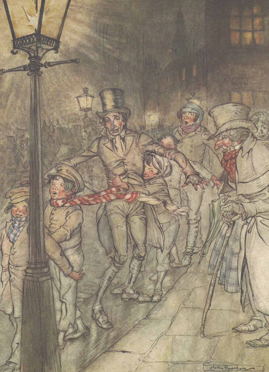 „W dół zjeżdżalni w Cornhill” autorstwa Arthur Rackham