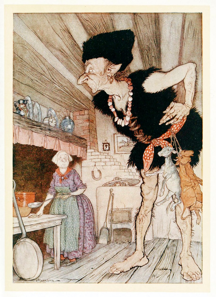 Fee-Fi-Fo-Fum, czuję krew Anglika, z English Fairy Tales, pub. 1922. autorstwa Arthur Rackham
