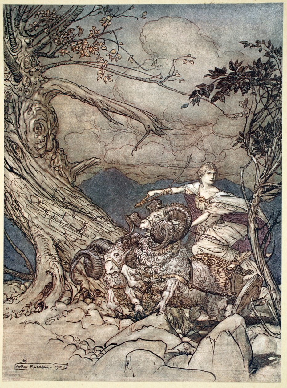 „Fricka zbliża się w gniewie”, 1910. autorstwa Arthur Rackham