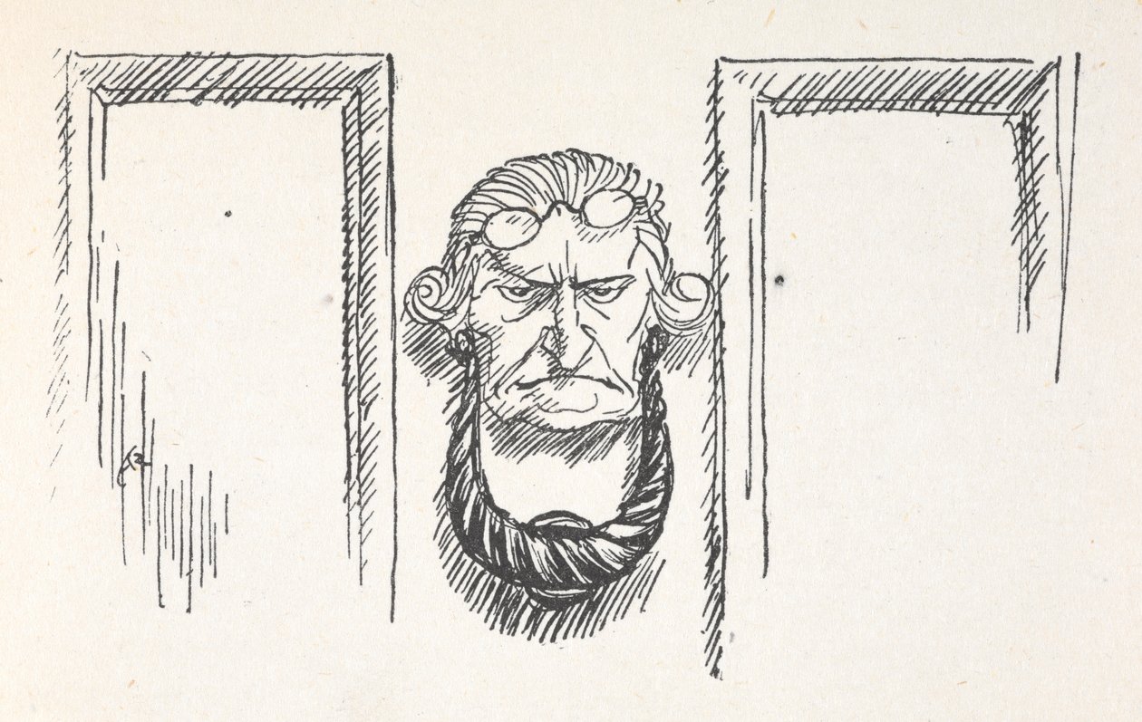 Kołatka do drzwi z twarzą Scrooge