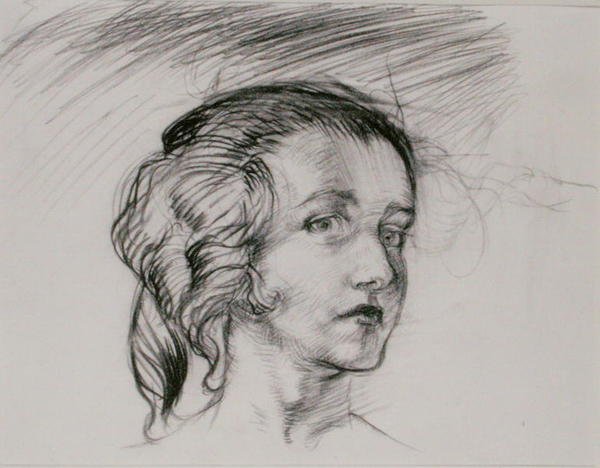 Głowa dziewczyny (ołówek na papierze) autorstwa Arthur Rackham