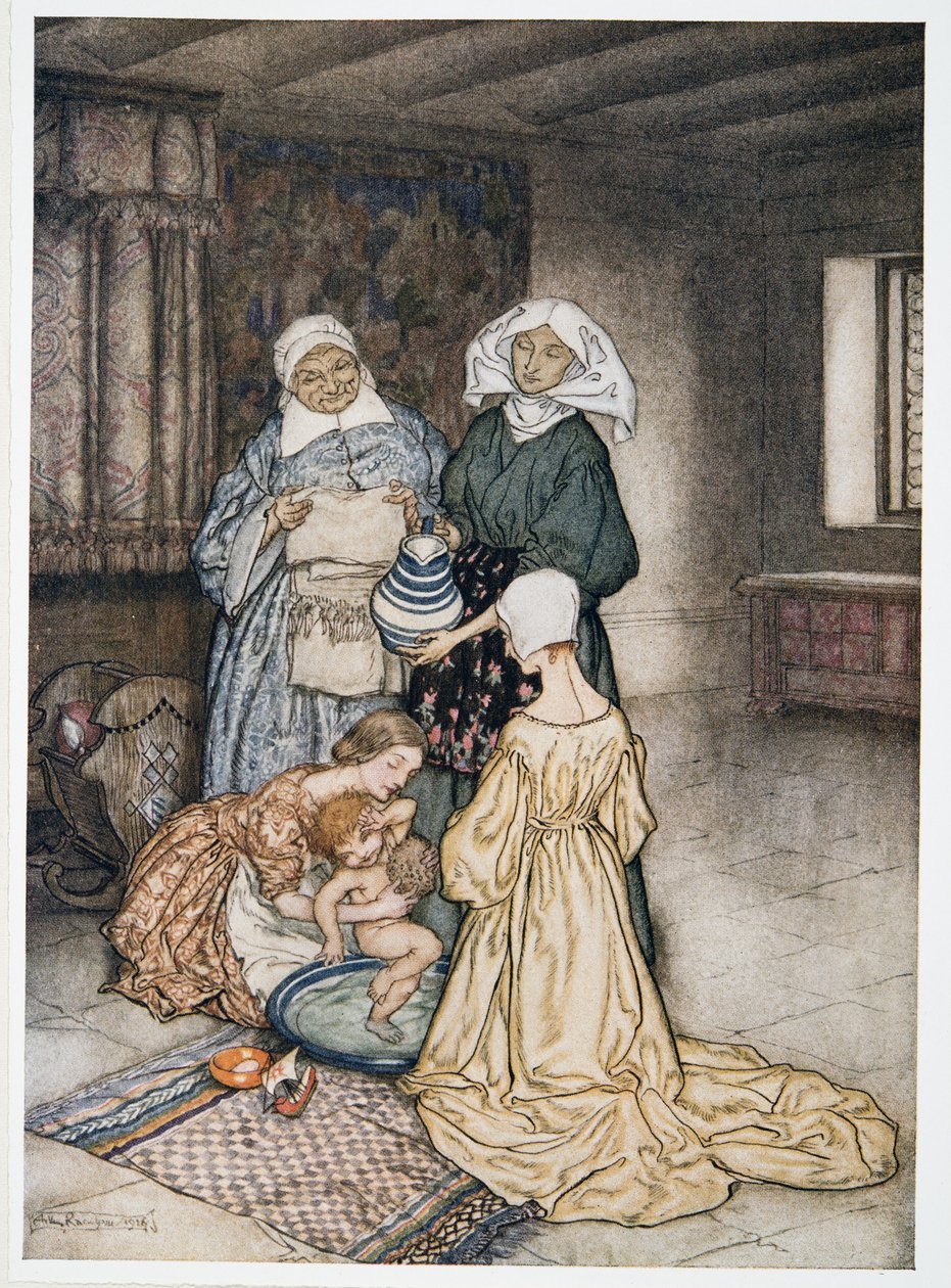 Czy nie miałem czterech lub pięciu kobiet, która mnie opiekowała? ilustracja z Burzy Williama Szekspira, wyd. 1926 autorstwa Arthur Rackham
