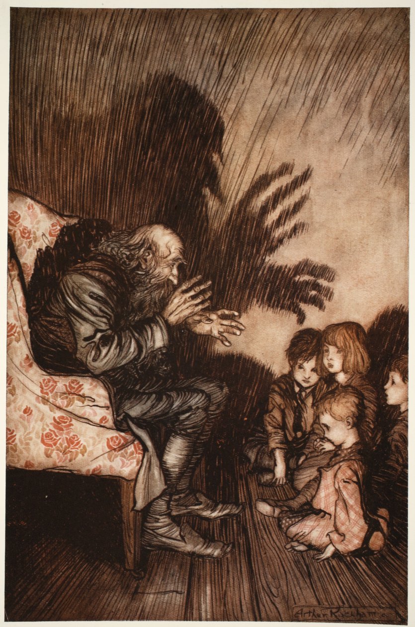Wolał zaprzyjaźnić się z wschodzącym pokoleniem, z którym szybko zyskał sobie wielką przychylność, z pubu Rip Van Winkle by Washington Irving. 1910 autorstwa Arthur Rackham