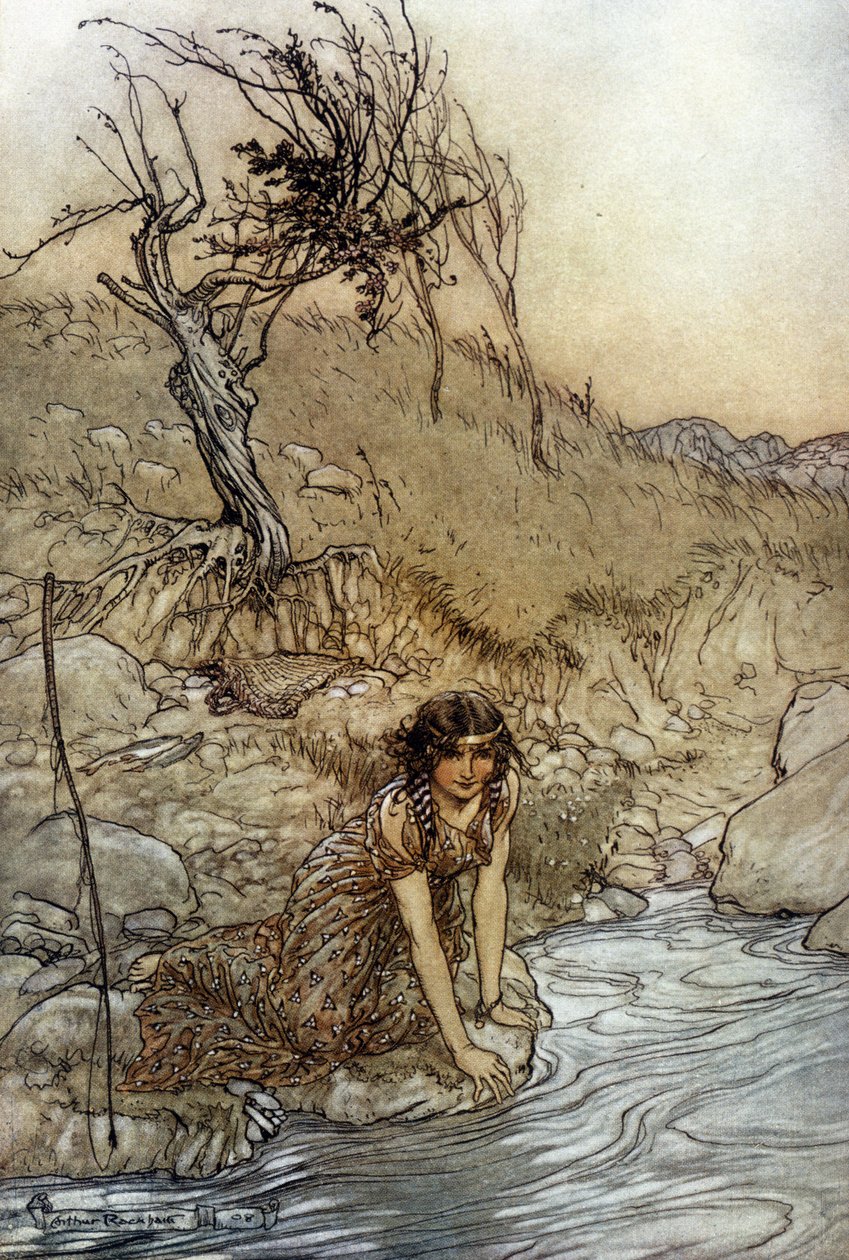 Hermia: Ilustracja Arthura RACKHAMA (1867-1939) do „Snu letniej nocy” Williama Szekspira autorstwa Arthur Rackham