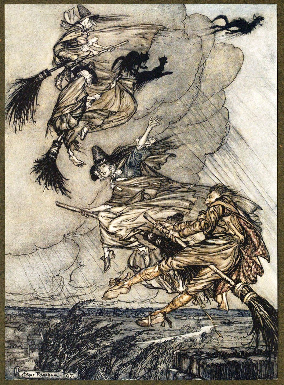 Hej! W górę komina, dziewczyno! Hej, po tobie!, z The Ingoldsby Legends, wyd. 1907 autorstwa Arthur Rackham