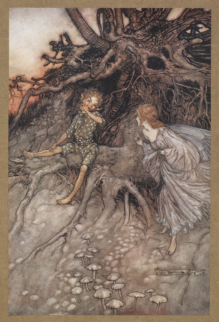 Jestem tym wesołym wędrowcem nocy”. Kadr z filmu „Sen nocy letniej”. autorstwa Arthur Rackham