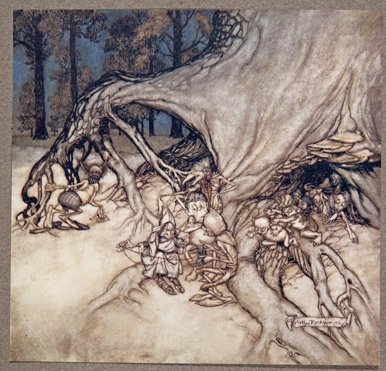 Jeśli źli wśród wróżek wyjdą, z Piotruś Pan w Kensington Gardens JM Barrie (1860 - 1937), wyd. 1906 autorstwa Arthur Rackham