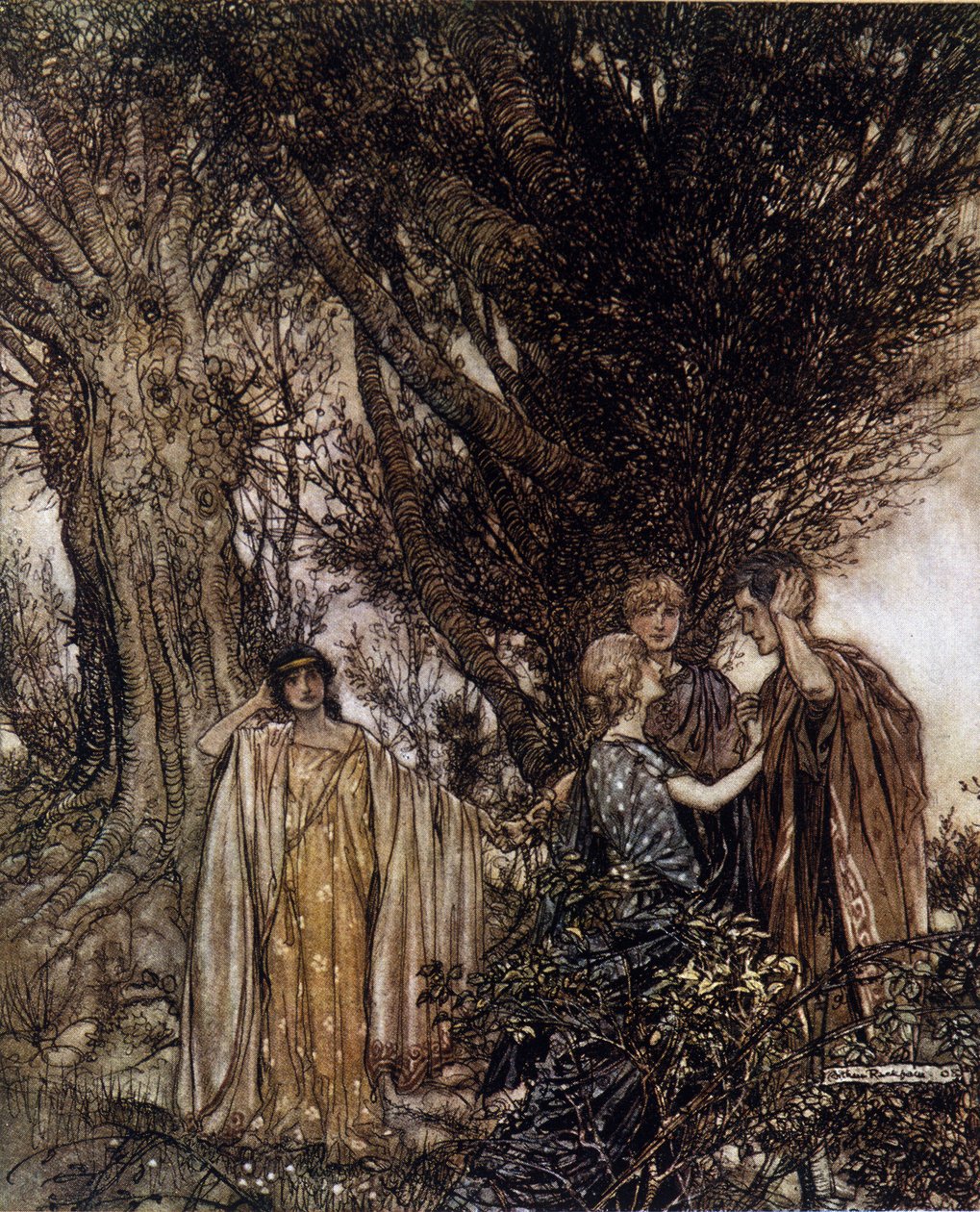 Ilustracja Arthura RACKHAMA (1867-1939) do „Snu letniej nocy” Williama Szekspira autorstwa Arthur Rackham