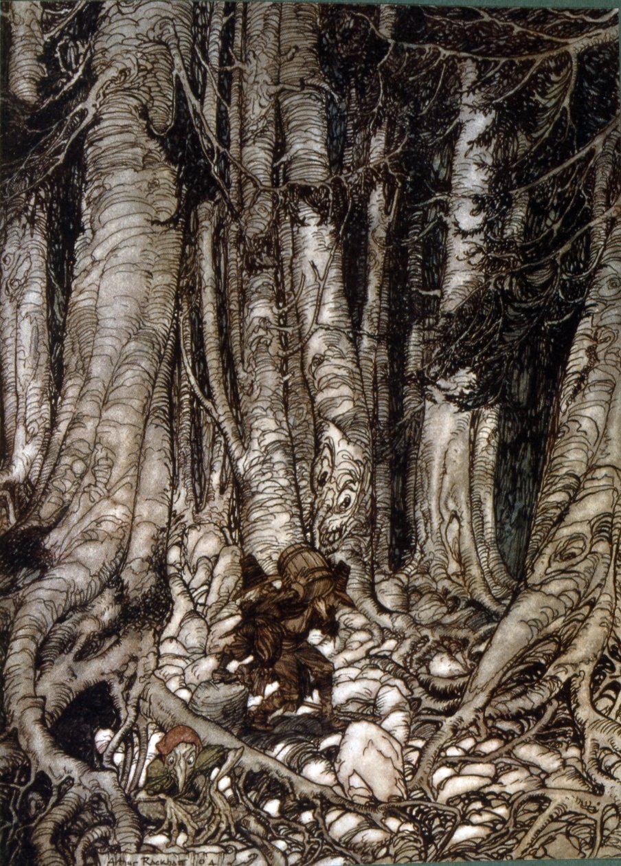 Ilustracja Arthura Rakhama z Rip Van Winkle, opowiadanie amerykańskiego autora Washingtona Irvinga opublikowane po raz pierwszy w 1819 roku autorstwa Arthur Rackham