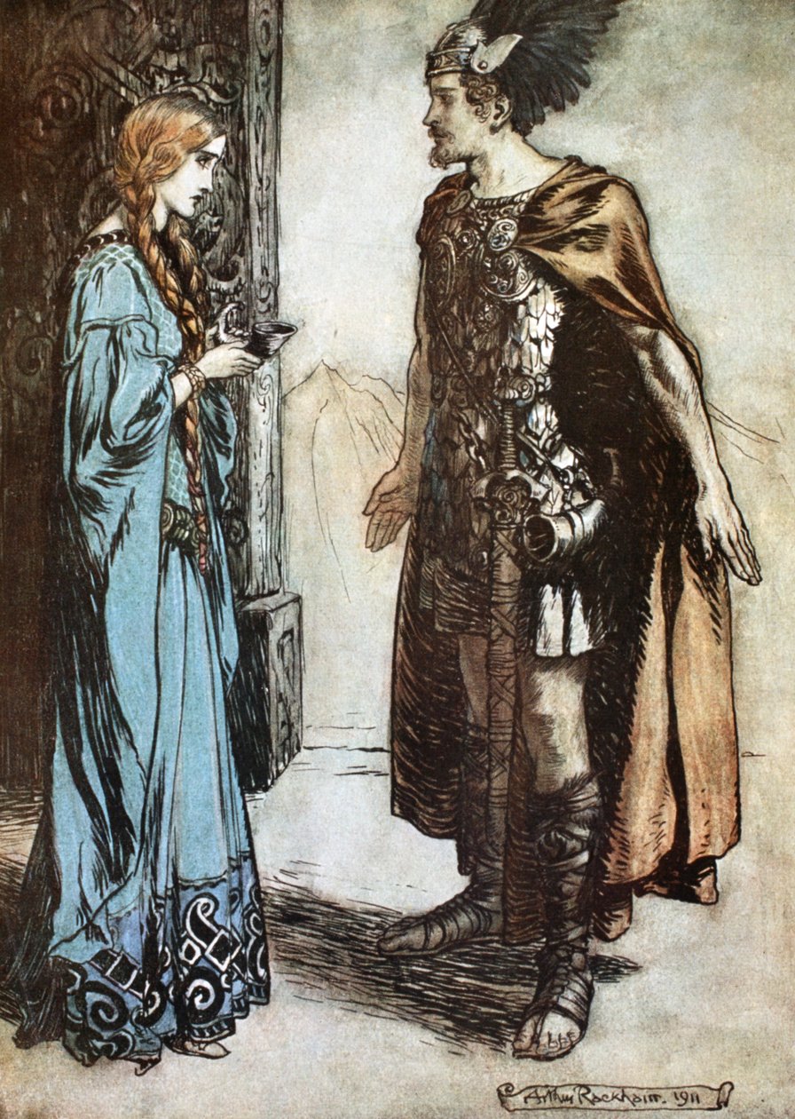 Ilustracja do filmu Zygfryd i Zmierzch Bogów, 1924. autorstwa Arthur Rackham