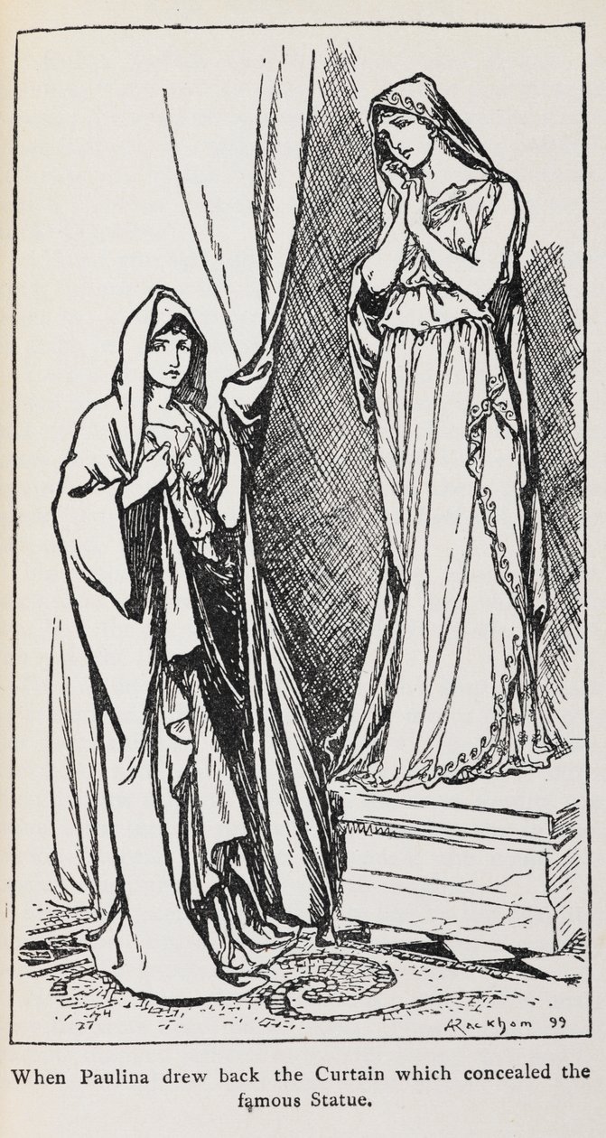 Ilustracja przedstawiająca Paulinę z Zimowej opowieści autorstwa Arthur Rackham
