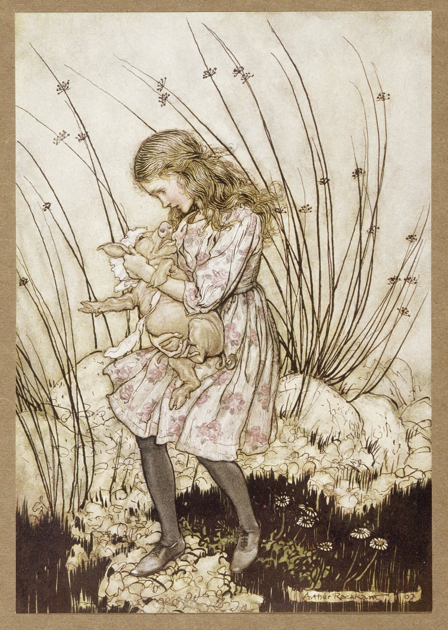 "Znowu chrząknął tak gwałtownie, że z pewnym niepokojem spojrzała w dół na jego twarz", z Przygód Alicji w Krainie Czarów, Lewis Carroll, wyd. 1907 (litografia kolorowa) autorstwa Arthur Rackham