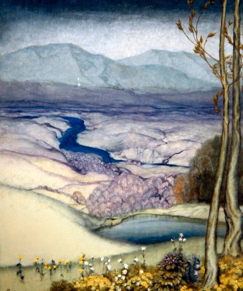 Krajobraz, ok. 1920 (wc na papierze) autorstwa Arthur Rackham