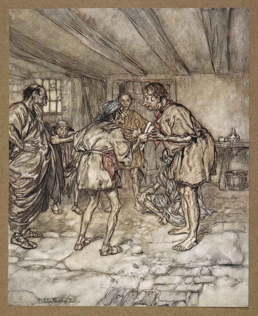 Pozwól mi też zagrać lwa”. Dom pigwy. Kadr z filmu „Sen nocy letniej”. autorstwa Arthur Rackham