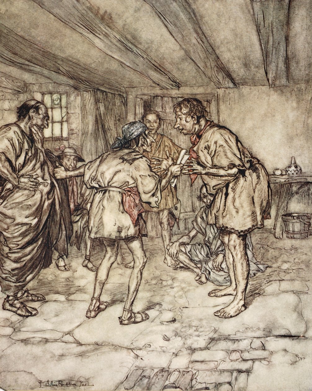 Pozwól mi też zagrać lwa, ilustracja ze „Snu nocy letniej” Williama Szekspira, 1908 autorstwa Arthur Rackham