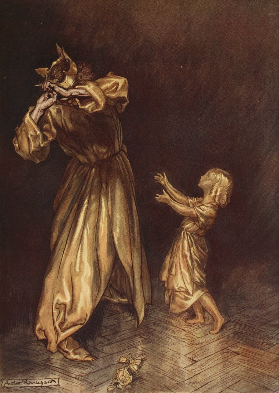 Mała Marygold była złotym posągiem, ilustracja z „Cudownej książki dla dziewcząt i chłopców” Nathaniela Hawthorne