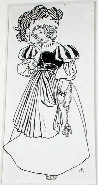 Miss Una Von-Something, ilustracja z „The Ingoldsby Legends, or Mirth and Marvels”, autorstwa Thomasa Ingoldsby, opublikowana w 1898 roku (pióro i atrament na papierze) autorstwa Arthur Rackham