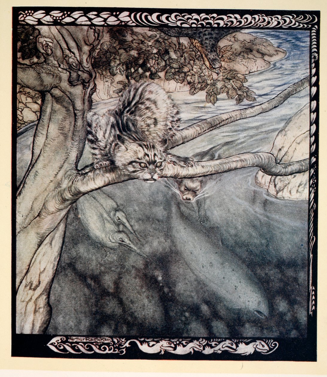 „Moje życie stało się nieustanną ucieczką, raną i ucieczką, ciężarem i udręką czujności”, ilustracja z „Irish Fairy Tales” Jamesa Stephensa, 1920 autorstwa Arthur Rackham