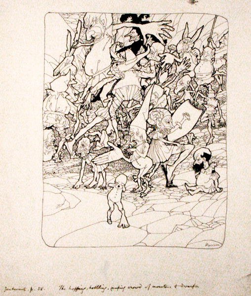 „Nikt nie miał przymocowanych do niego właściwych kończyn”, ilustracja z „Zankiwank i czarownika” S.J. Adair Fitzgerald, opublikowany 1896 (pióro i atrament na papierze) autorstwa Arthur Rackham