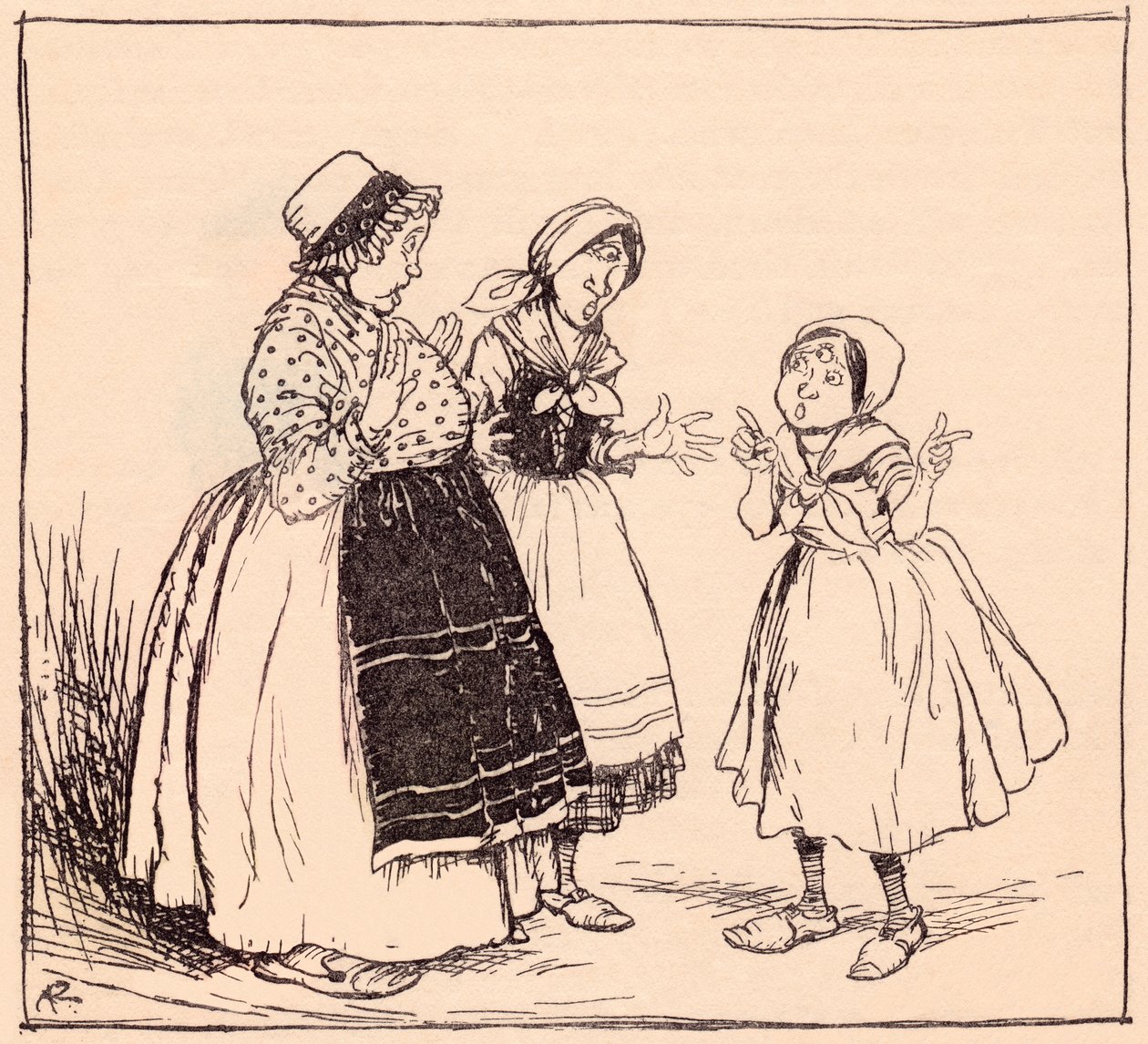 Agora eu sei porque aquela coisa metida ali não come. Ilustração de Arthur Rackham dos contos de fadas de Grimm One-Eye, Two-eyes e Three-eyes.polish autorstwa Arthur Rackham