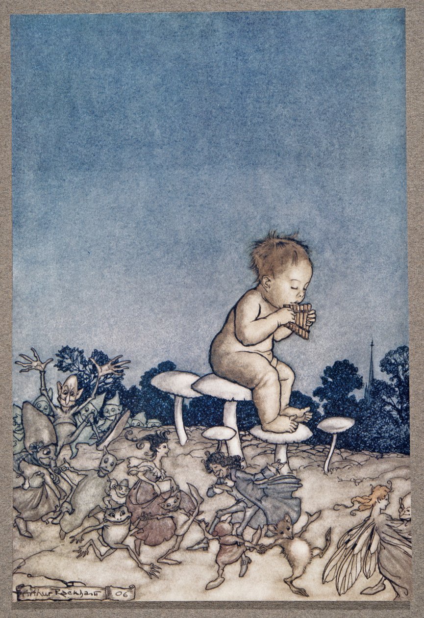 Piotruś Pan to orkiestra wróżek, od Piotruś Pan w Kensington Gardens przez JM Barrie (1860 - 1937), wyd. 1906 autorstwa Arthur Rackham