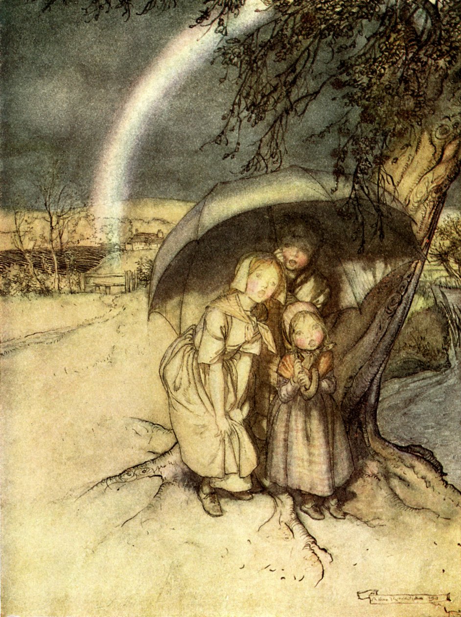 Deszcz, deszcz jedzie do Hiszpanii autorstwa Arthur Rackham