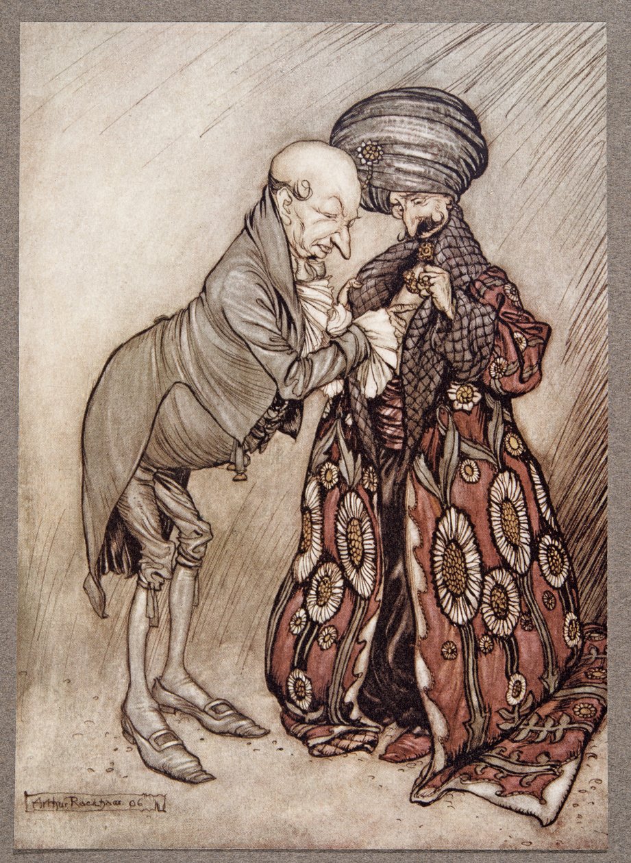 Potrząsnął łysą głową i mruknął, Zimno, dość zimno, z Piotruś Pan w Kensington Gardens JM Barrie (1860 - 1937), wyd. 1906 autorstwa Arthur Rackham
