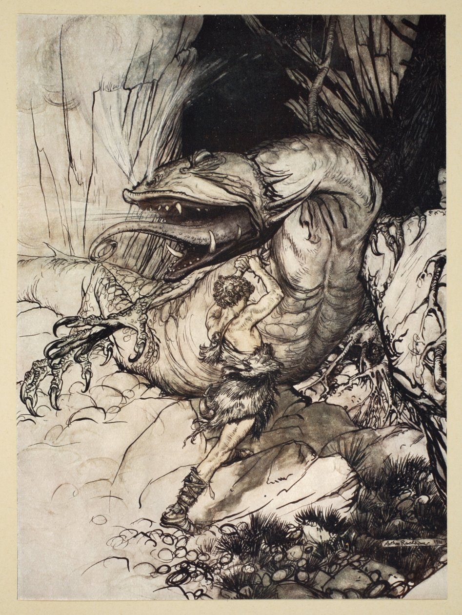 Zygfryd zabija Fafnera, ilustracja z 