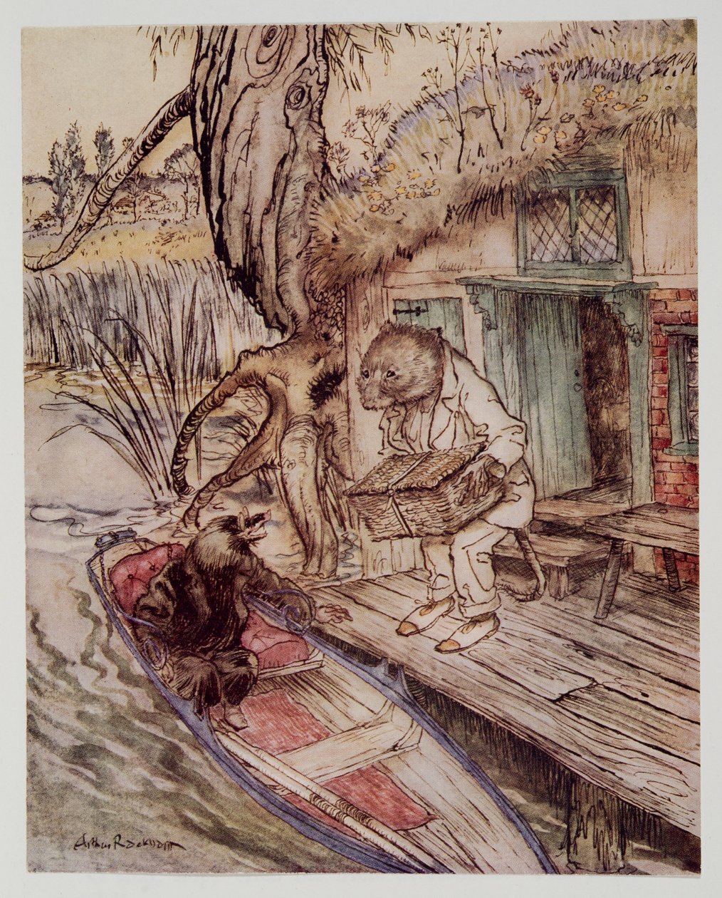 Zadbaj o to, że pod twoimi stopami obserwował Kreta, gdy schodził do łodzi, z Wind in the Willows autorstwa Kennetha Grahame