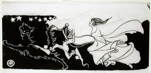 Starlight Frolics (pióro i atrament na papierze) autorstwa Arthur Rackham