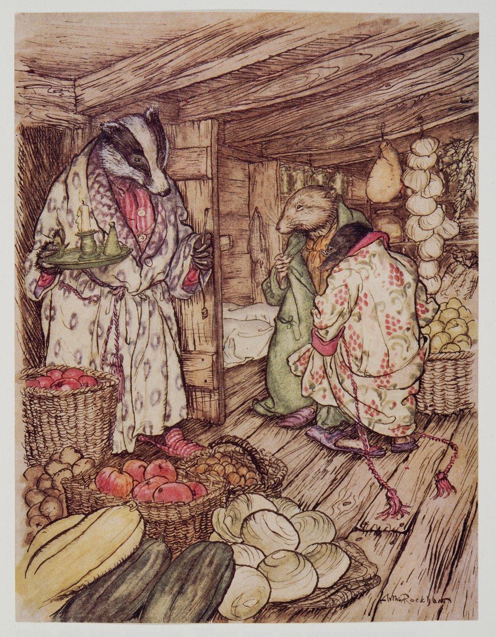 Sklepy zimowe Badgers, które rzeczywiście były widoczne wszędzie, zajmowały połowę pokoju, od Wind in the Willows Kennetha Grahame