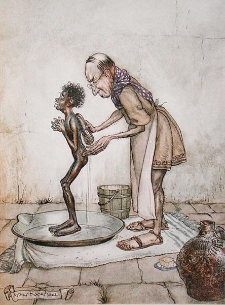 Blackamoor, ilustracja z „Bajek Ezopa”, wydanej przez Heinemann autorstwa Arthur Rackham