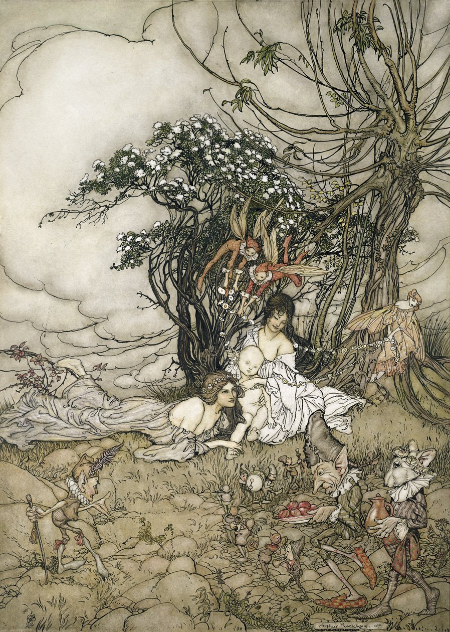 The Changeling, 1905 (toaleta i pióro i atrament na papierze) autorstwa Arthur Rackham