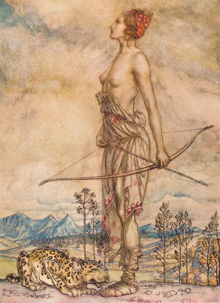 Łowczyni Diana, ok. 1920 autorstwa Arthur Rackham