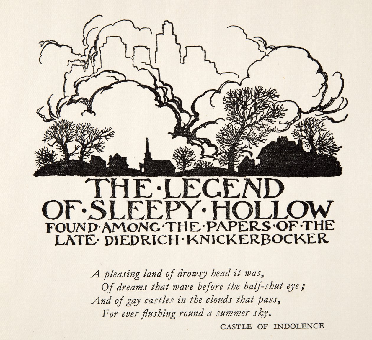 Legenda o Sleepy Hollow, z The Legend of Sleepy Hollow Washngtona Irvinga (1783 - 1859), wyd. 1928 autorstwa Arthur Rackham