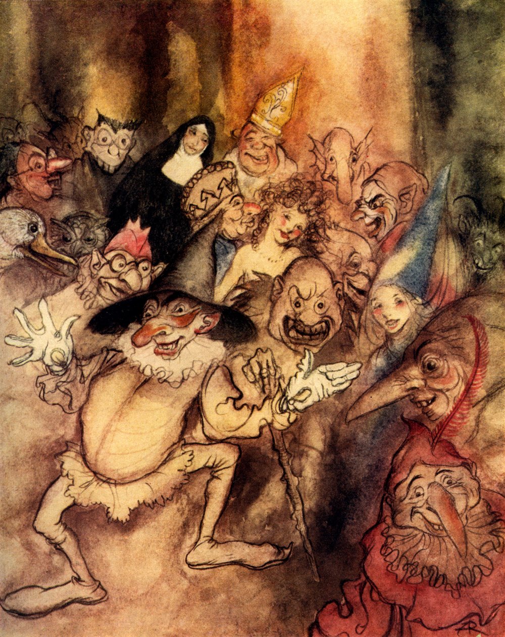 Maska Czerwonej Śmierci Edgara Allana Poe autorstwa Arthur Rackham