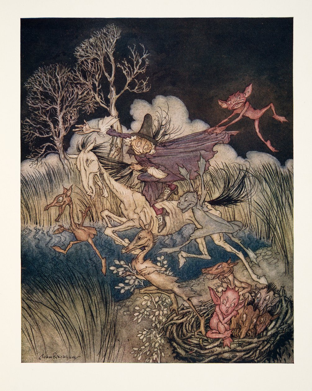 The Nightmare, z całym jej dziewięciokrotnym?, z The Legend of Sleepy Hollow Washingtona Irvinga (1783 - 1859), wyd. 1928 autorstwa Arthur Rackham