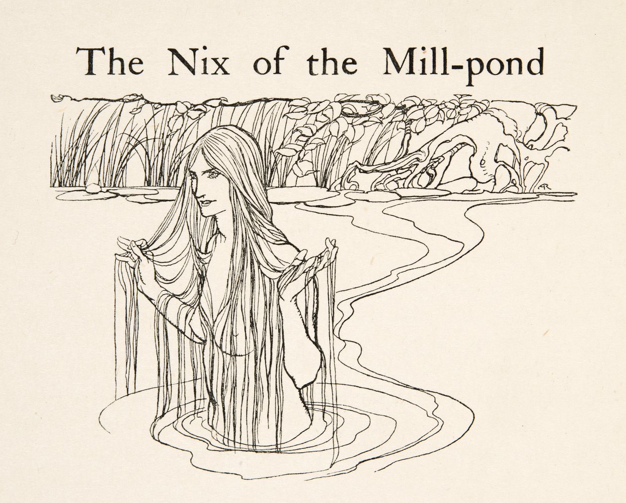 Nix of the Mill-Pond, z Little Brother & Little Sister and Other Tales by the Brothers Grimm, pub.1917 (lito) autorstwa Arthur Rackham