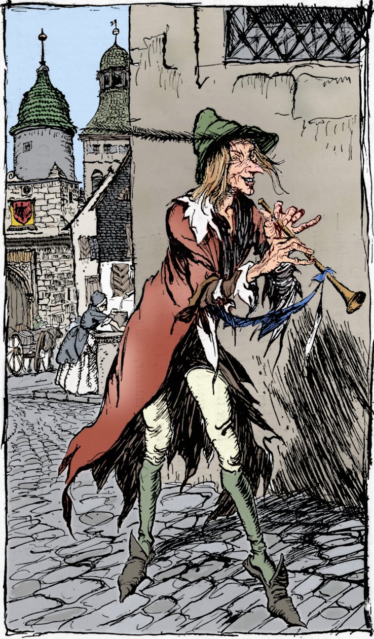 Pied Piper z Hamelin, 1934 autorstwa Arthur Rackham
